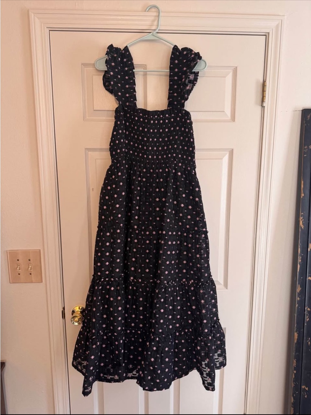 Black Maxi Dress with Pink Floral Print